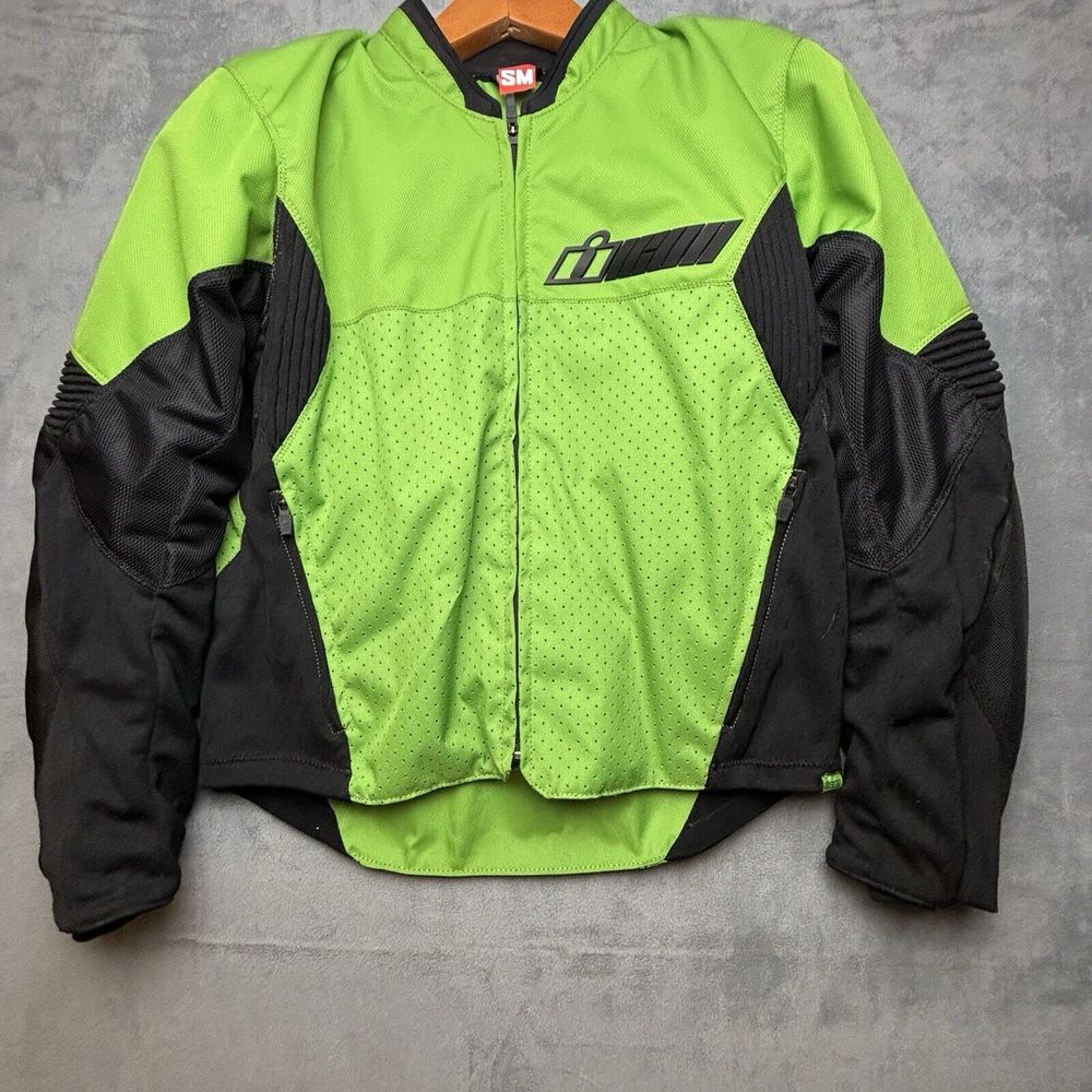 Icon konflict D3O‎ Motorcycle Jacket Kawasaki Green Mens Small With Armor